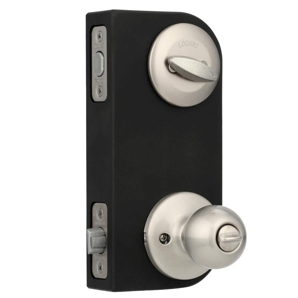 Kwikset Polo Satin Nickel Single Cylinder Entry Door Knob Lock Deadbolt Combo Pack with Microban Antimicrobial Technology (3)