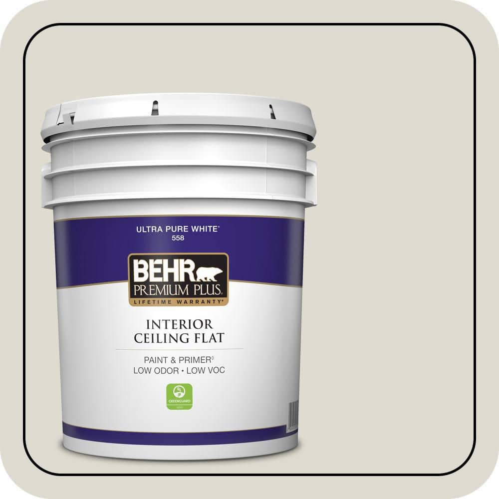 BEHR PREMIUM PLUS 5 gal. #GR-W11 Silver Ash Ceiling Flat Interior Paint & Primer (1)
