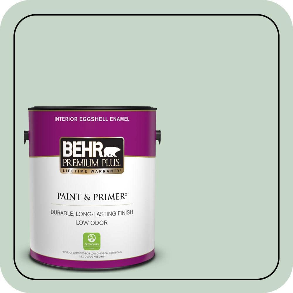 BEHR PREMIUM PLUS 1 gal. #S410-2 New Moss Eggshell Enamel Low Odor Interior Paint & Primer