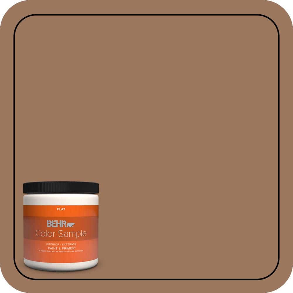 BEHR PREMIUM PLUS 8 oz. #S220-6 Baked Sienna Flat Interior/Exterior Paint & Primer Color Sample (1)