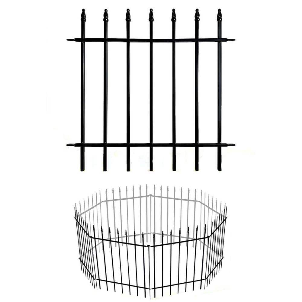 KIWDZFU Decorative Metal Garden Fence 24 x 24 Panels, 10 ft. Total, Folding Landscape Fencing for Yard and Pet Barrier (1)