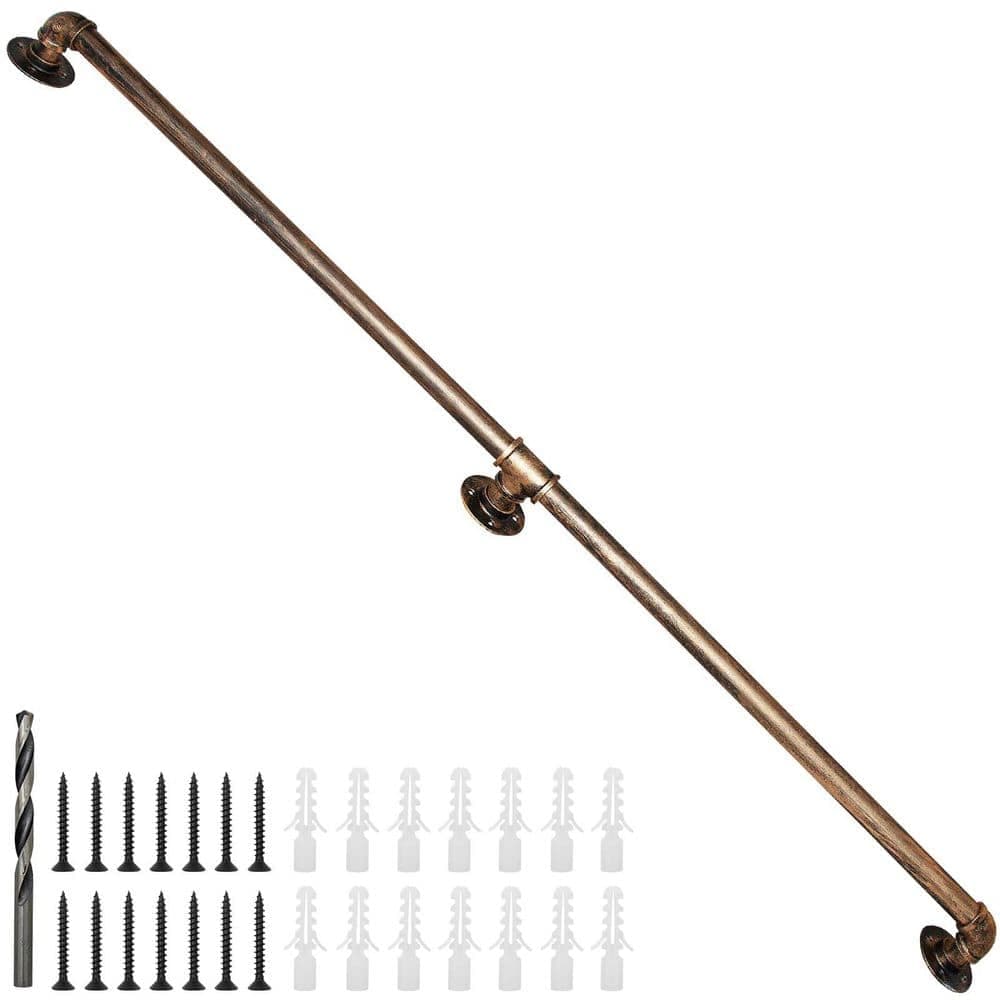 Unbranded 7FT Galvanized Metal Pipe Handrail Antique Brass Finish Handrail for Cable Railing System for Indoor Outdoor Stairs