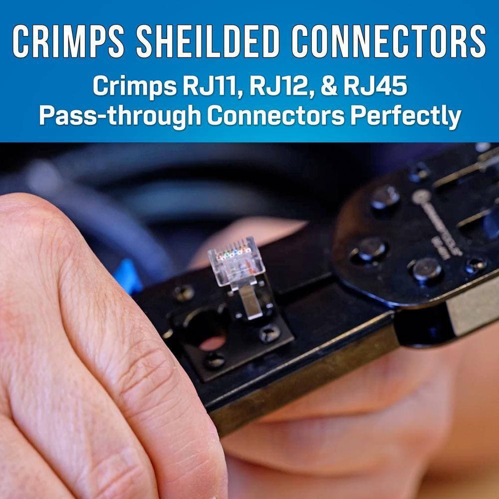 JONARD TOOLS RJ45 and RJ11/12 Modular Pass-Through Crimper with Tail Crimping Slots (2)