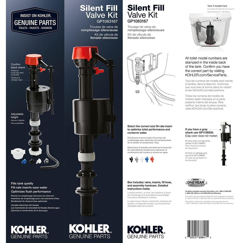 KOHLER Silent Fill High Rate Toilet Valve Kit (2)