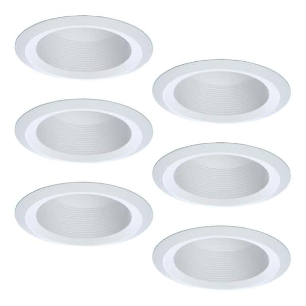 HALO E26 6 in. White Recessed Lighting Full Cone Baffle with Self Flanged White Trim Ring (6-Pack)