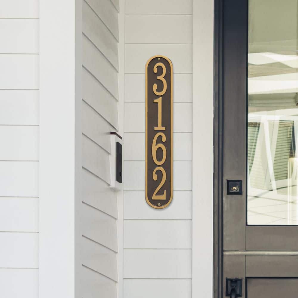 Whitehall Products Fast and Easy Vertical House Number Plaque, Bronze/Gold (2)