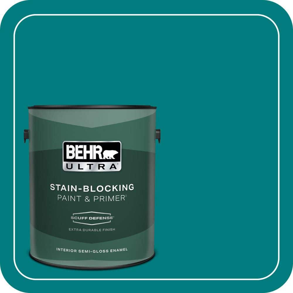 BEHR ULTRA 1 gal. #S-G-500 Tropical Waters Extra Durable Semi-Gloss Enamel Interior Paint & Primer