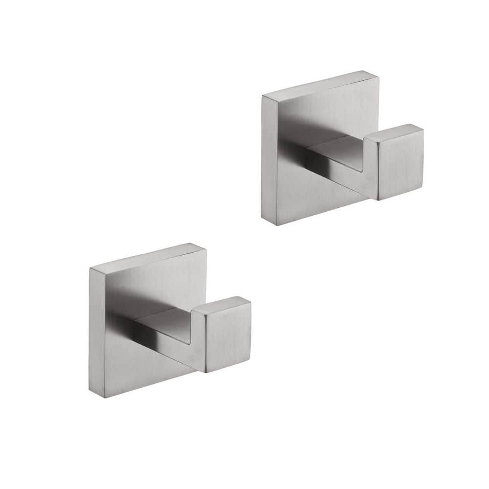 Satico 2-Pack J-Hook Wall-Mounted Stainless Steel Bathroom Robe/Towel Hook in Brushed Nickel for Bathroom Kitchen (1)
