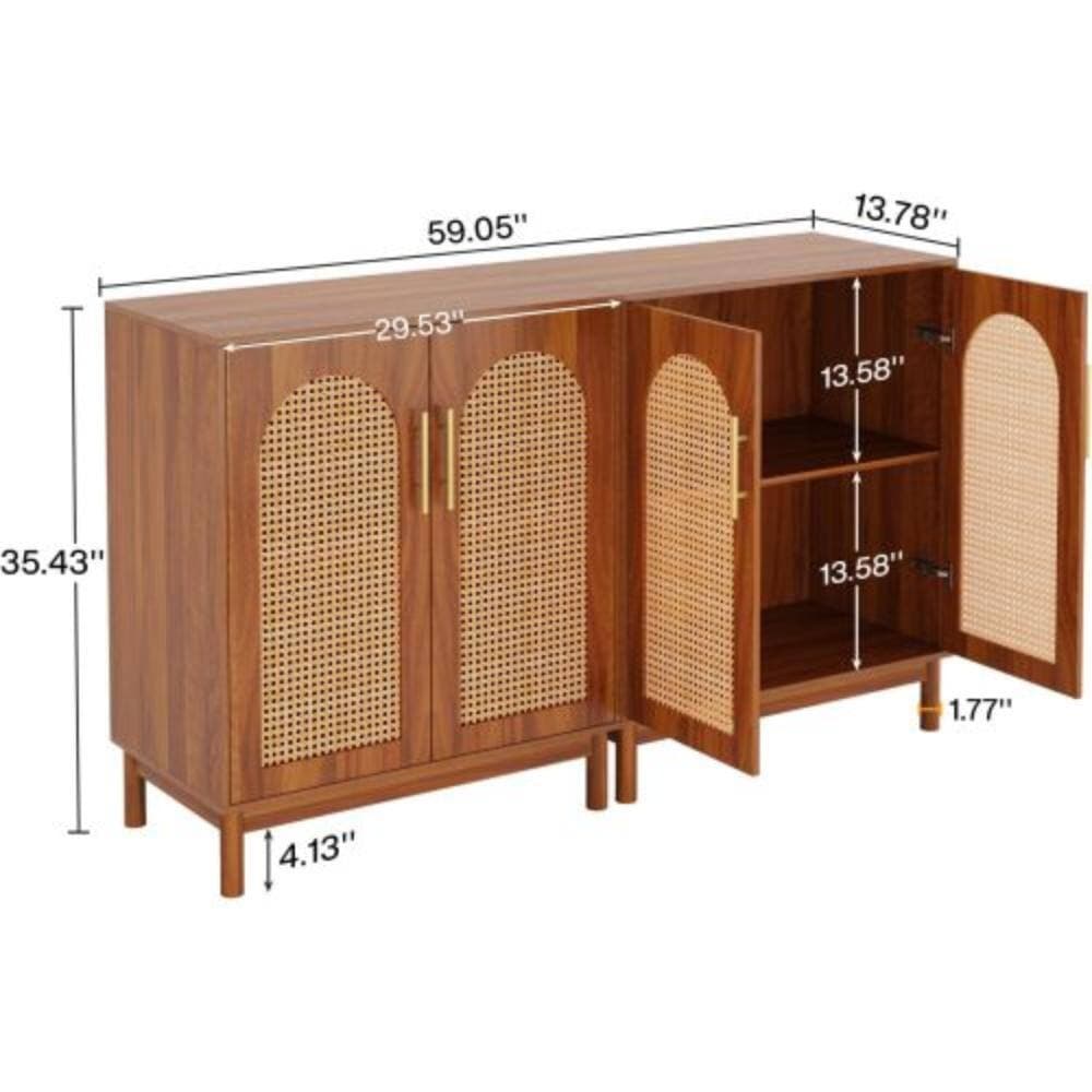 Unbranded 59.1 in. W x 13.79 in. D x 35.46 in. H Bathroom Brown Linen Cabinet (2)