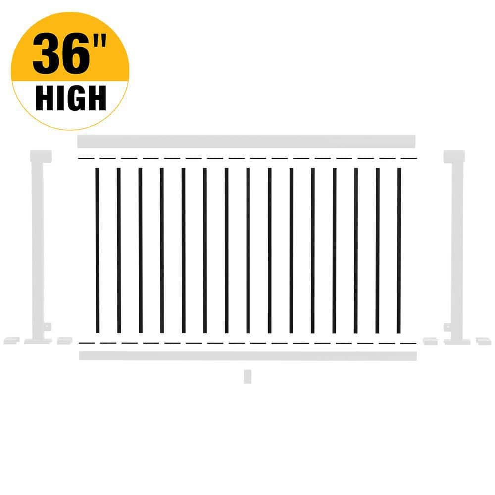 PEAK Aluminum Railing 6 ft. Matte Black Aluminum Deck Railing Picket and Spacer for 36 in. High System (1)