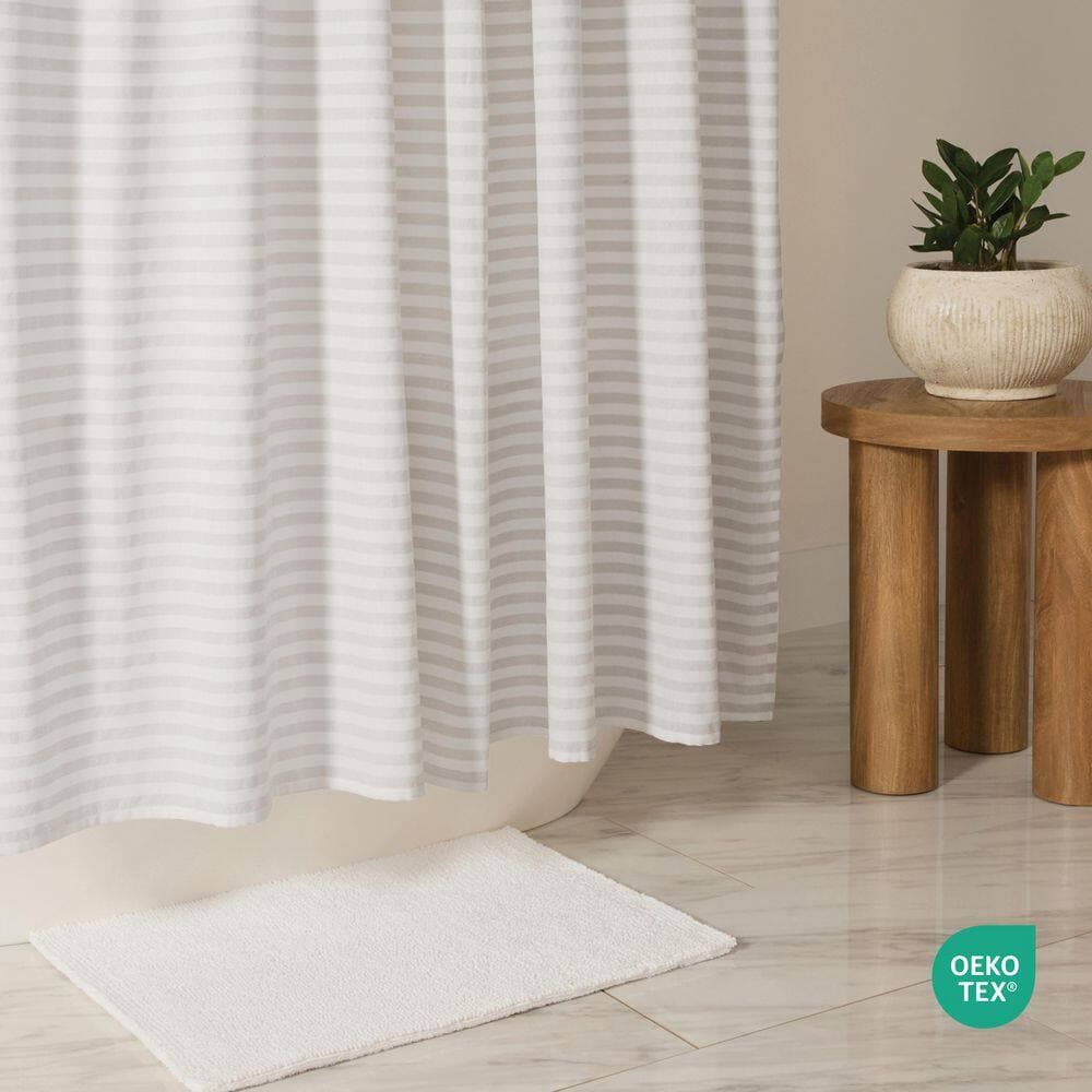 Becky Cameron 72 in. W x 72 in. L Cotton Blend Striped Shower Curtain in Classic Stripe Light Gray (2)