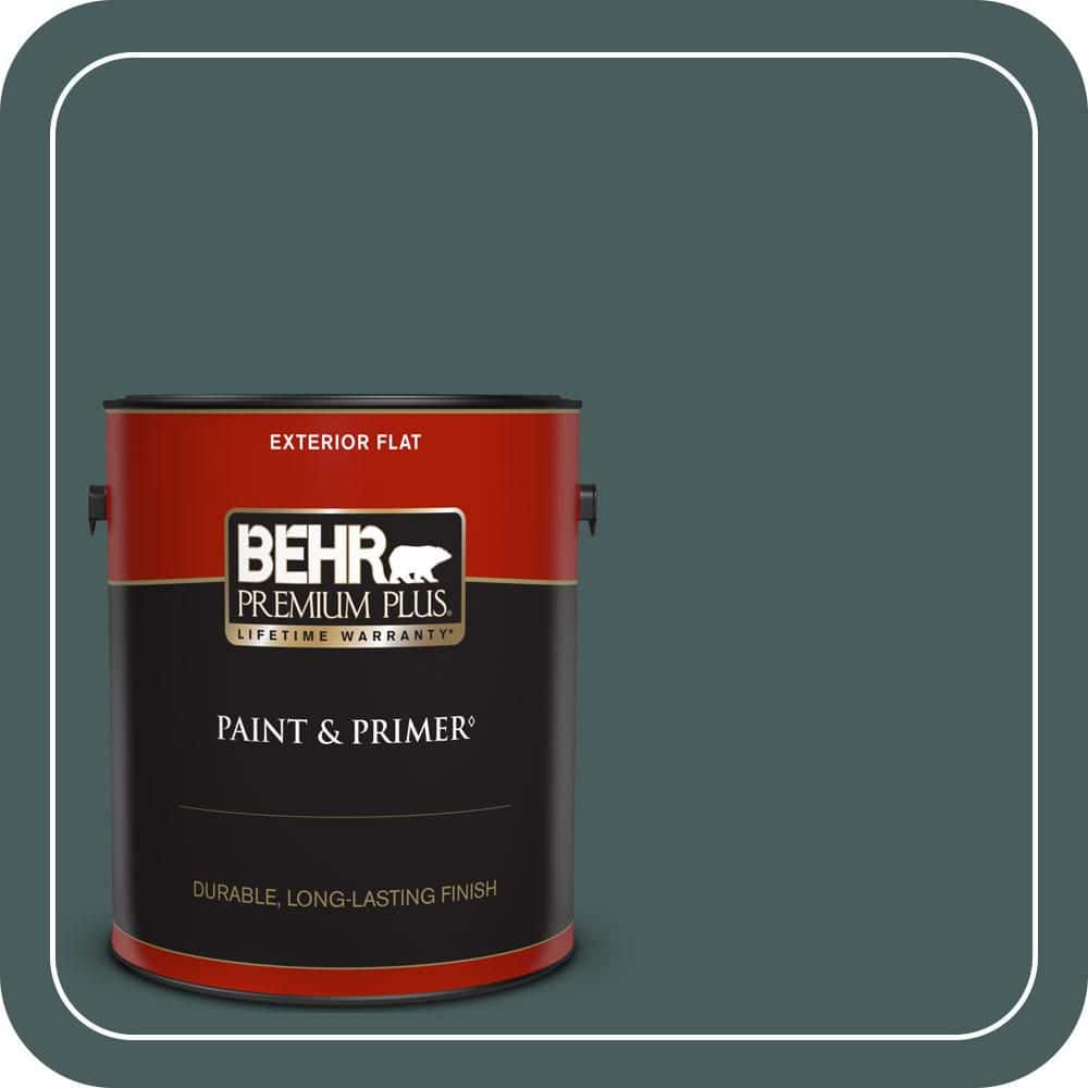 BEHR PREMIUM PLUS 1 gal. #N430-7 Silken Pine Flat Exterior Paint & Primer