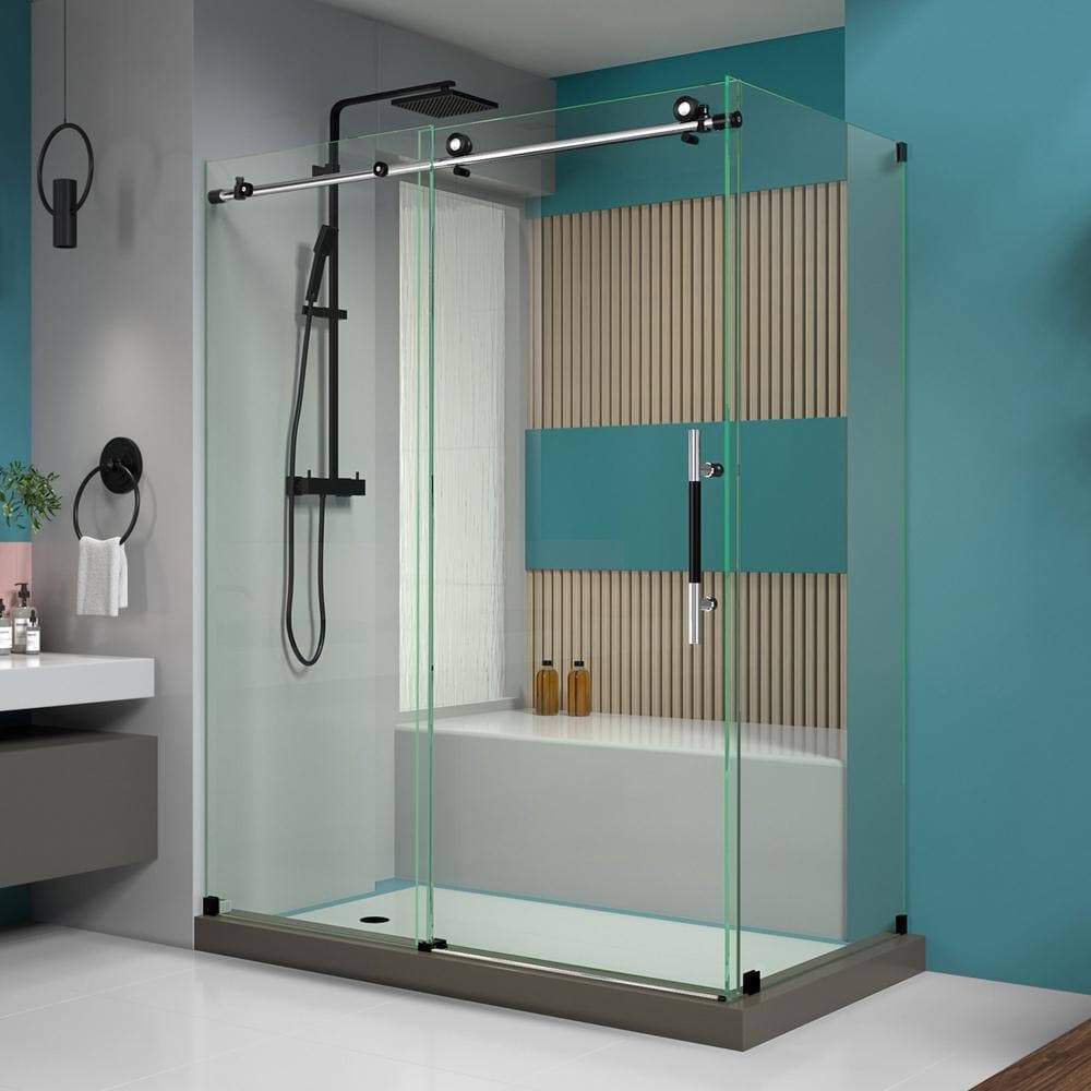DreamLine Enigma-XT 56-3/8 to 60 3/8 in. x 76 in. Frameless Sliding Corner Shower Enclosure Tuxedo (2)
