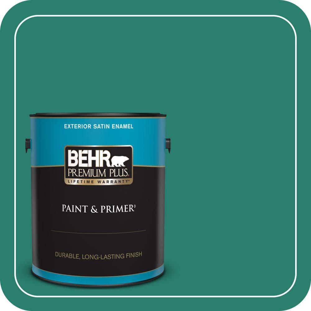 BEHR PREMIUM PLUS 1 gal. #P440-7 Mermaid Sea Satin Enamel Exterior Paint & Primer