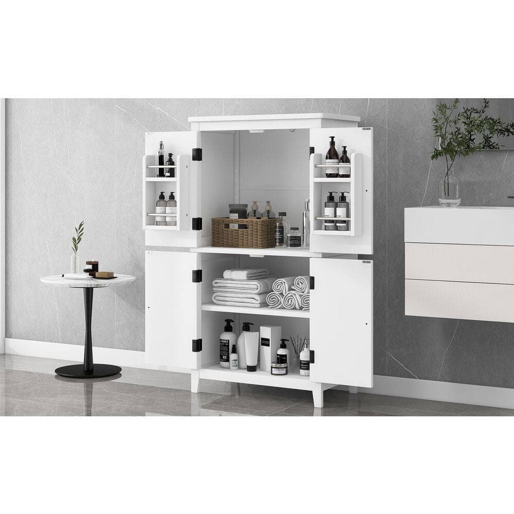 Unbranded Freestanding 23.6 in. W 11.8 in. D 43.3 in. H MDF Linen Cabinet with Adjustable Shelves and Adaptable Shelves (3)