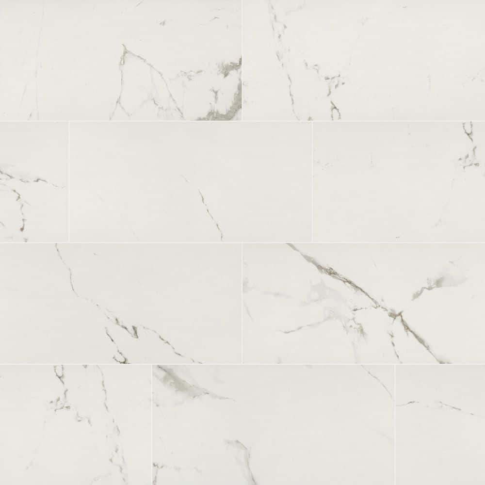 MSI Carrara White 12 in. x 24 in. Matte Porcelain Floor and Wall Tile (2 sq. ft./Each) (2)