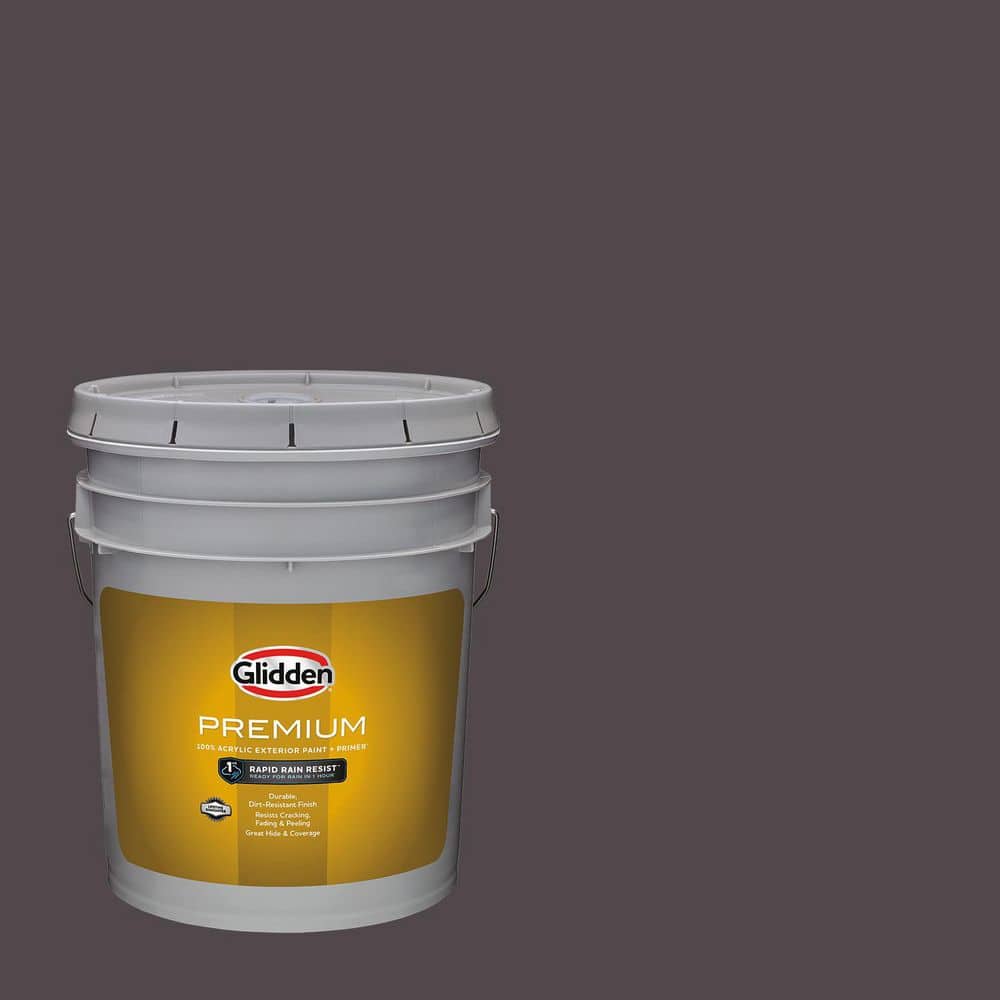 Glidden Premium 5-gal. Black Elegance PPG1004-7 Satin Exterior Latex Paint