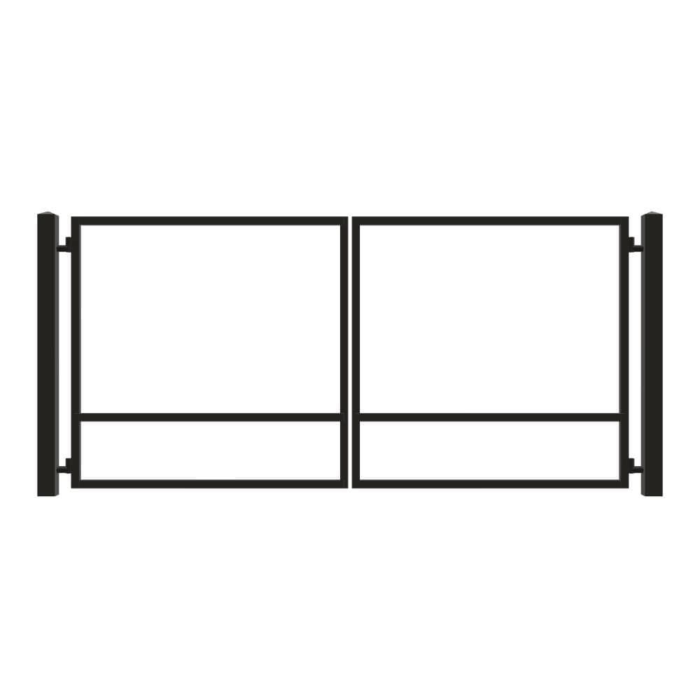 Unbranded Driveway Gate — Swing, Center, Square, Black — 158"W x 72"H (1)