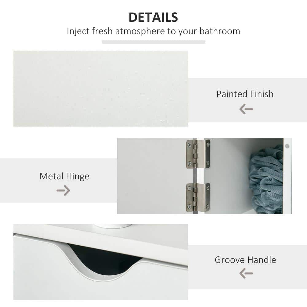 Tileon 6 in. W x 12 in. D x 47 in. H White Freestanding Bathroom Linen Cabinet with 2 Doors and Open Storage Shelves (3)