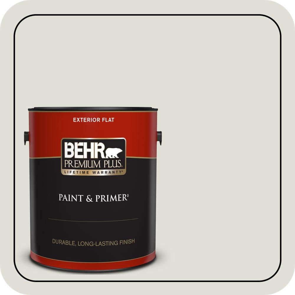 BEHR PREMIUM PLUS 1 gal. #N370-1 Roadster White Flat Exterior Paint & Primer