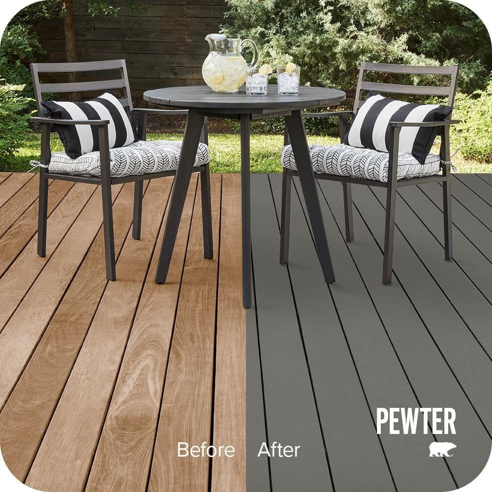 BEHR PREMIUM 1 gal. #SC-131 Pewter Solid Color Waterproofing Exterior Wood Stain and Sealer (2)