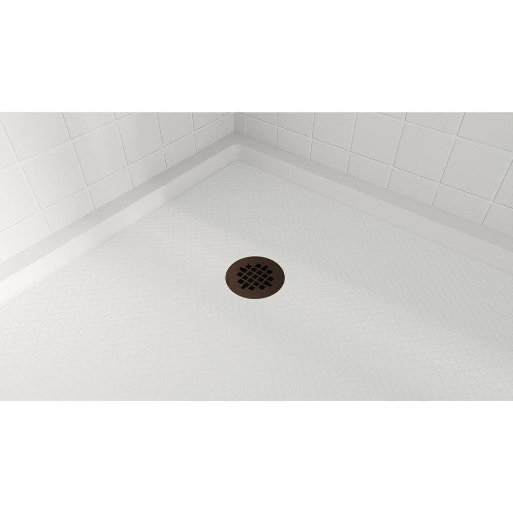 DreamLine SlimLine 36 in. L x 36 in. W Corner Neo Angle White Shower Pan Base with 2 in. Round Corner Drain in Oil Rubbed Bronze (2)
