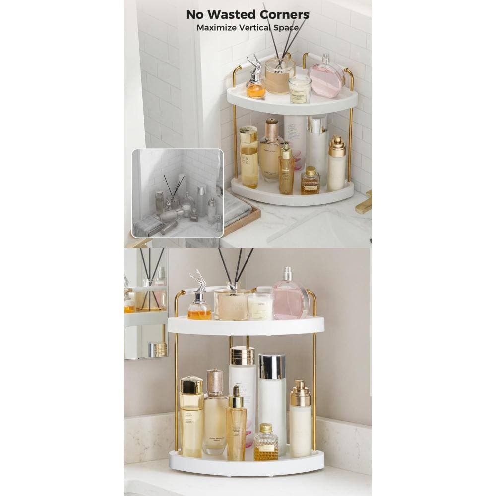Whatseaso 10 in. W x 11.6 in H x 10 in. D Wood in Brown Over The Toilet Storage 2-Tier Bathroom Counter Organizer (2)
