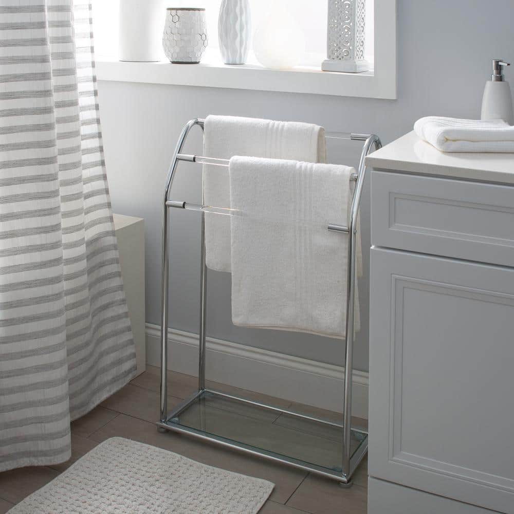 ORGANIZE IT ALL Freestanding Acrylic 3-Bars Towel Rack in Chrome (3)