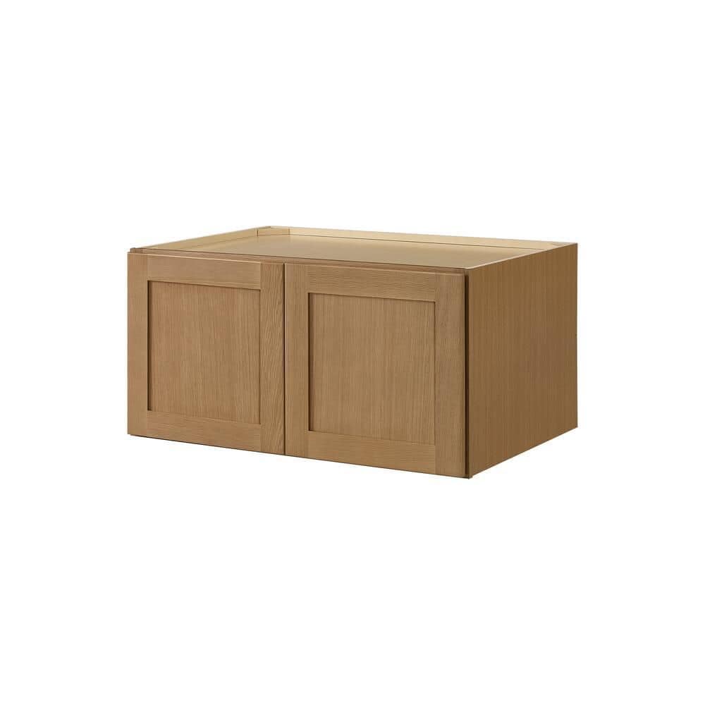 Hampton Bay Avondale 36 in. W x 24 in. D x 18 in. H Ready to Assemble Plywood Shaker Wall Bridge Kitchen Cabinet in White Oak