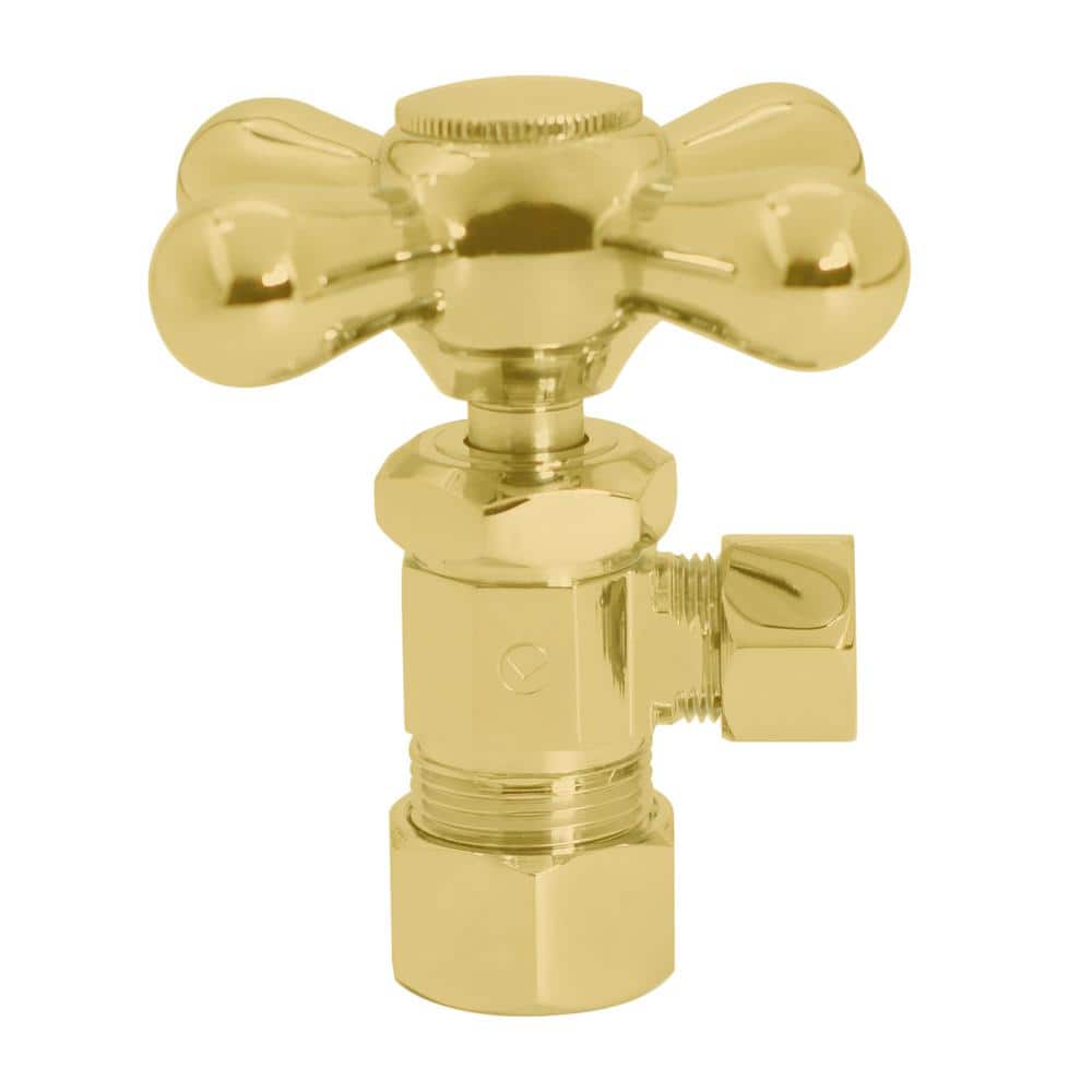 Westbrass 5/8 in. O.D. x 3/8 in. O.D. Comp. Outlet x 15 in. Corrugated Supply Line Kit with Cross Handle, Polished Brass (3)