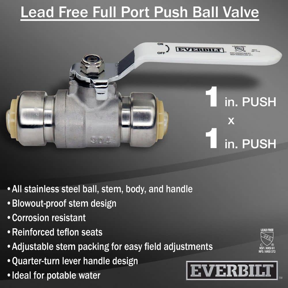 Everbilt 1 in. Push-To-Connect x 1 in. Push-To-Connect Stainless Steel Ball Valve (2)
