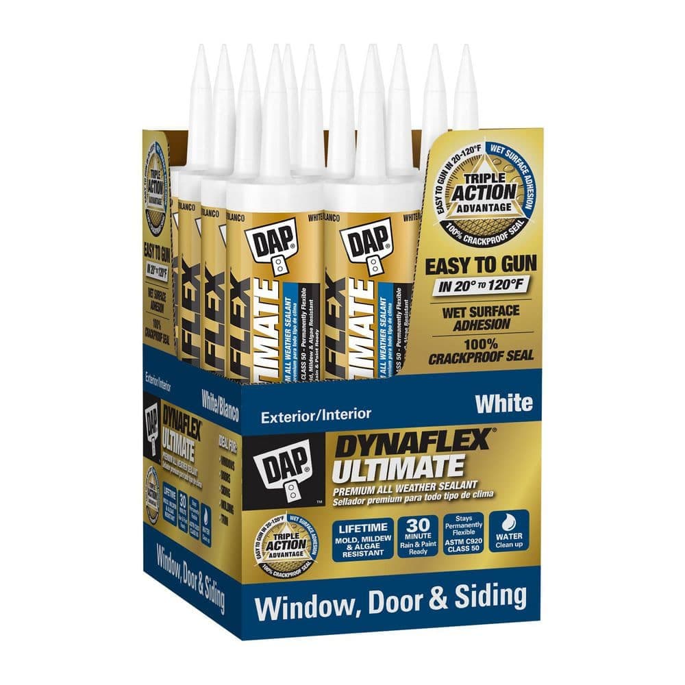 DAP Dynaflex Ultimate 10.1 oz. White Premium All Weather Exterior Window, Door, Siding and Trim Sealant (12-Pack)