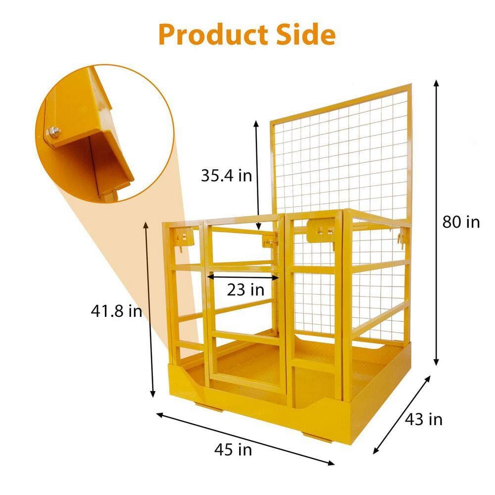 Garvee Forklift Safety Cage, 43 in. x 45 in. inches Forklift Basket, 1300 lbs. Capacity Folding Forklift Work Platform (2)