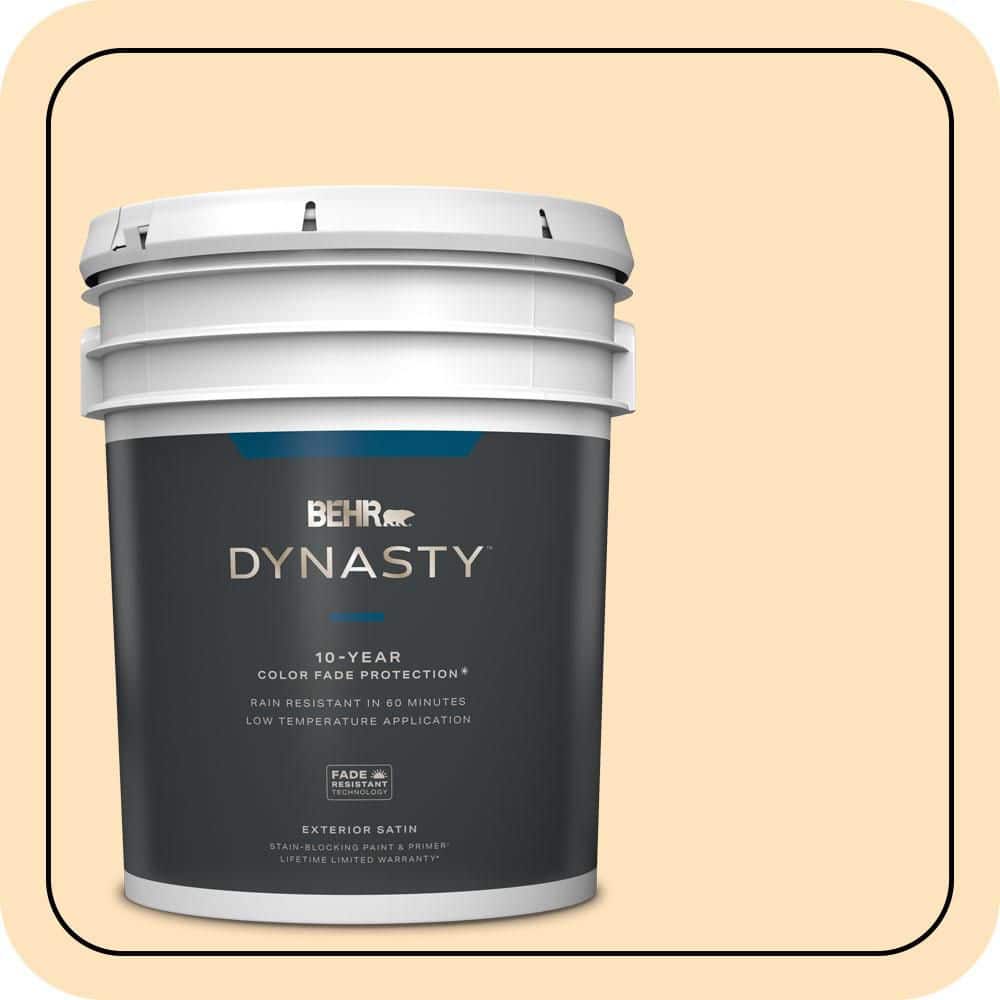 BEHR DYNASTY 5 gal. #P240-1 Cheese Powder Satin Enamel Exterior Stain-Blocking Paint & Primer