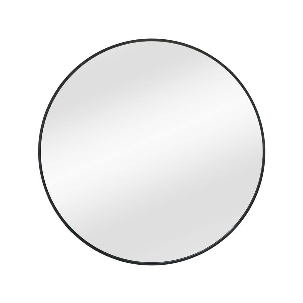 Glacier Bay 24 in. W x 24 in. H Round Aluminum Framed Wall Bathroom Vanity Mirror in Black (Screws Not Included)