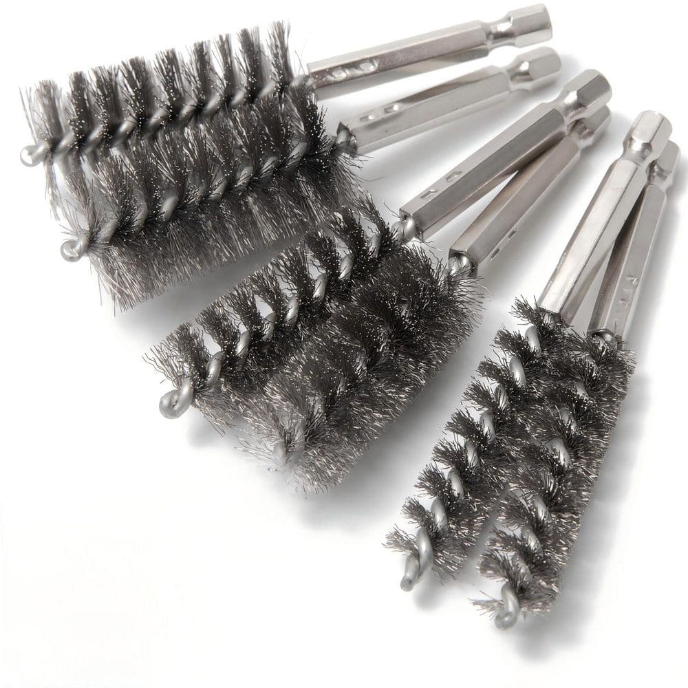 Helhom 6-Piece Stainless Steel Copper Tube Pipe Cleaner, Wire Bore Brushes for Power Drill