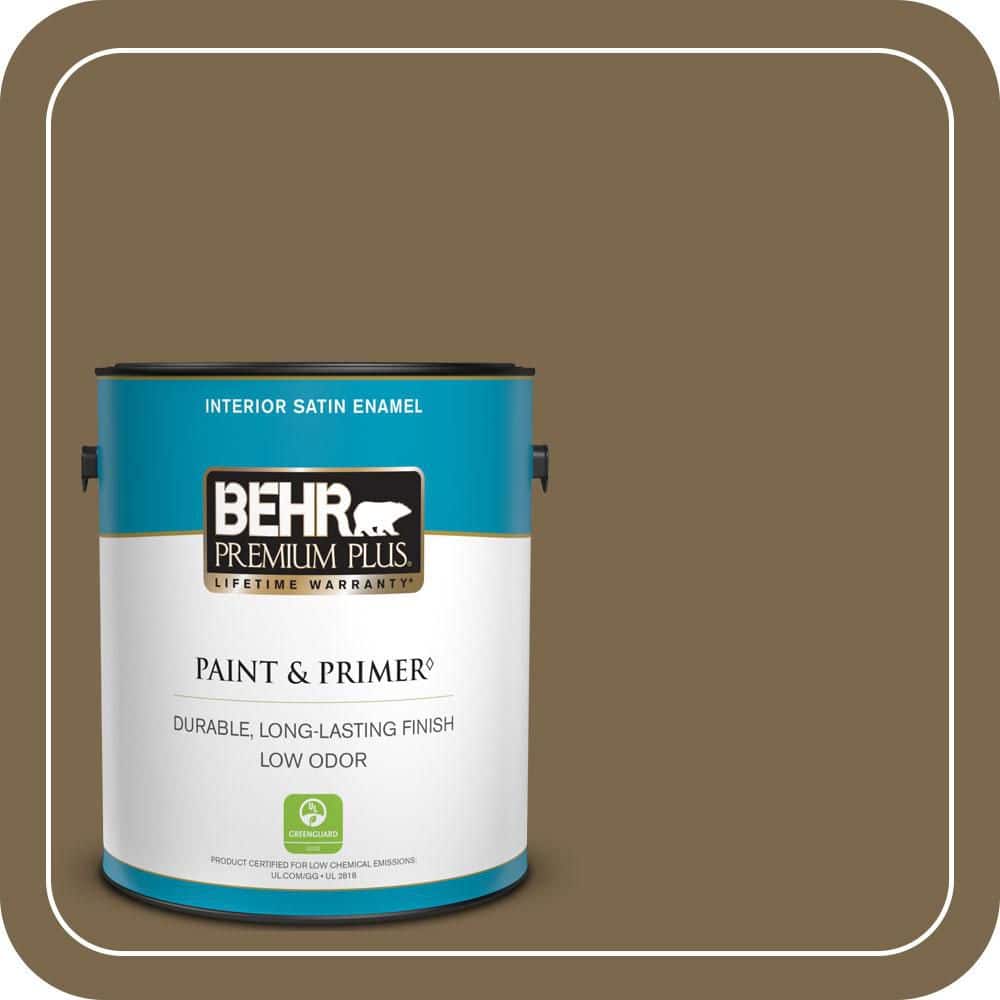 BEHR PREMIUM PLUS 1 gal. #T14-6 Boho Satin Enamel Low Odor Interior Paint & Primer