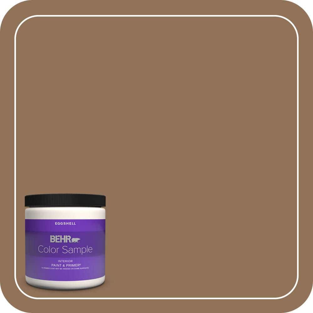 BEHR PREMIUM PLUS 8 oz. #PMD-107 Shaved Chocolate Eggshell Enamel Interior Paint & Primer Color Sample