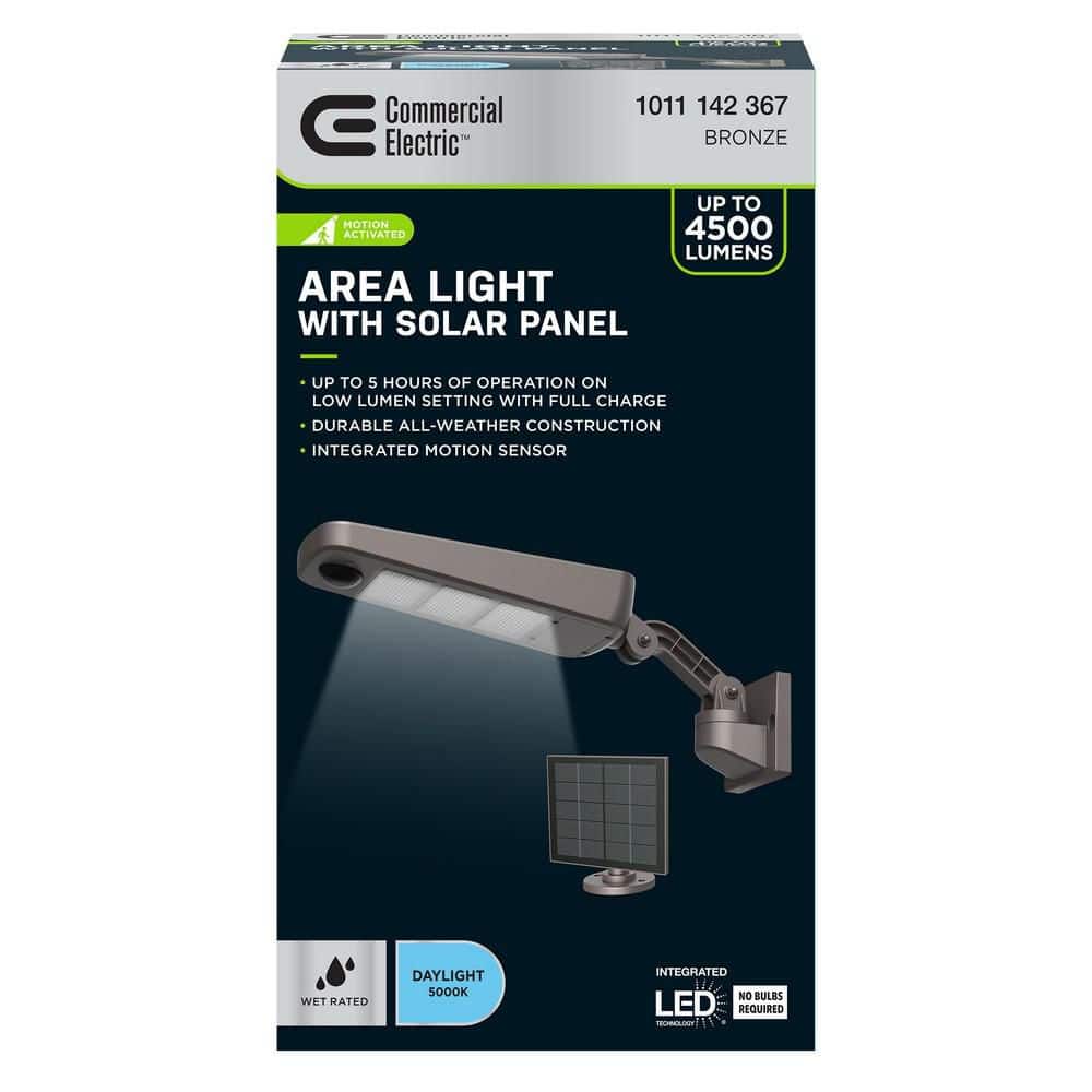 Commercial Electric Solar Powered 4500 Lumens Bronze Motion Activated Dusk to Dawn Security Integrated LED Outdoor Wall Area Floodlight (4)