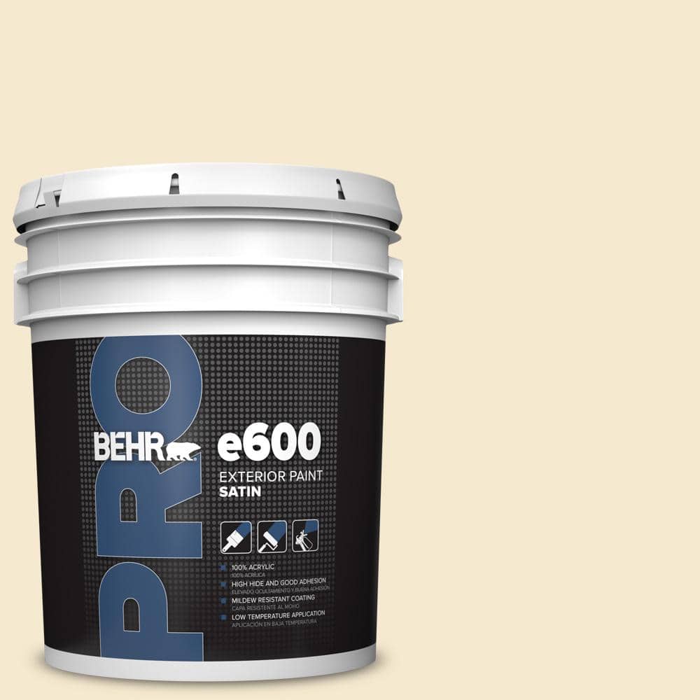BEHR PRO 5 gal. #360E-1 Creme Brulee Satin Exterior Paint