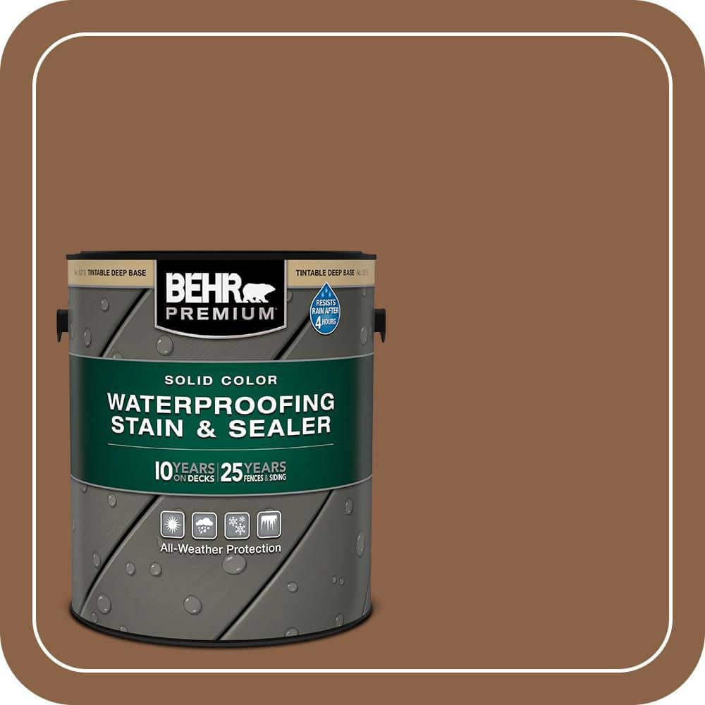 BEHR PREMIUM 1 gal. #S240-7 Leather Work Solid Color Waterproofing Exterior Wood Stain and Sealer (1)