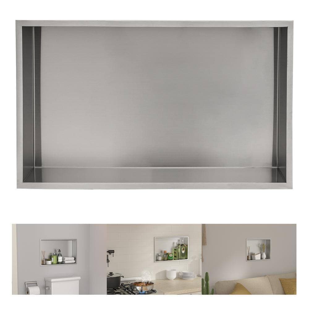 LORDEAR 21 in. W x 13 in. H x 4 in. D Stainless Steel Shower Niche in Stainless Steel Brushed (2)