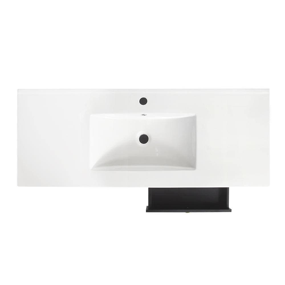 Xuanlur 48 in. Black Bathroom Vanity w/ Resin Sink Combo, MDF Wood Abundant Storage Cabinet-4 Soft Close Doors and 2 Drawers (3)