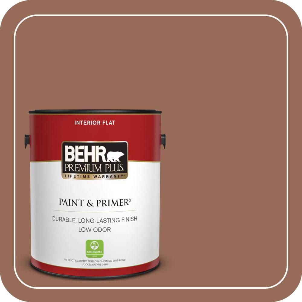 BEHR PREMIUM PLUS 1 gal. #S200-6 Timeless Copper Flat Low Odor Interior Paint & Primer