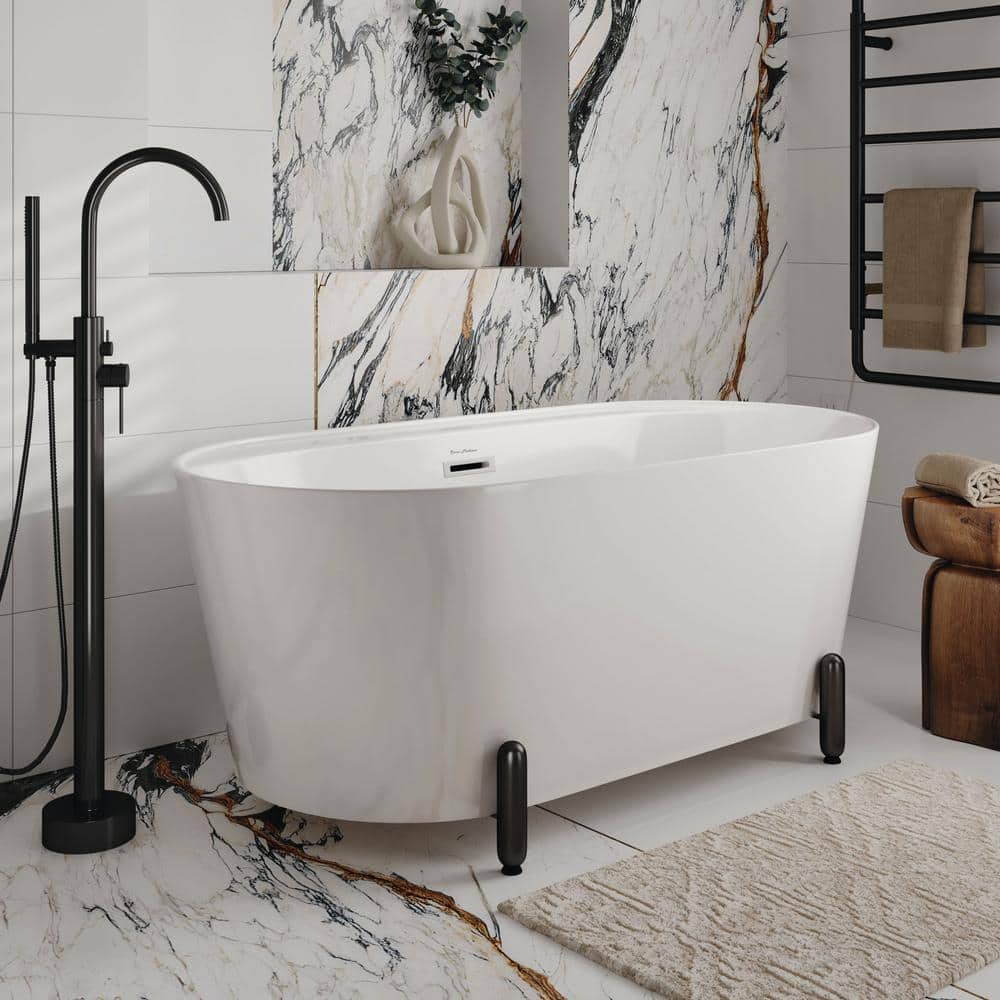 Swiss Madison Monaco 59 in. x 30 in. Freestanding Soaking Bathtub with Reversible Drain and Matte Black Stand (1)