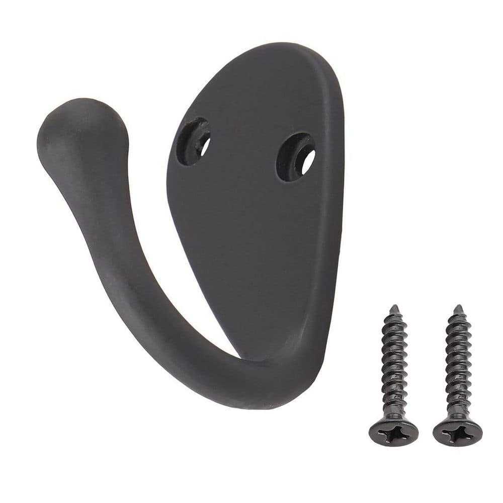Everbilt J-Hook Robe/Towel Hook Single Hook in Matte Black (2)