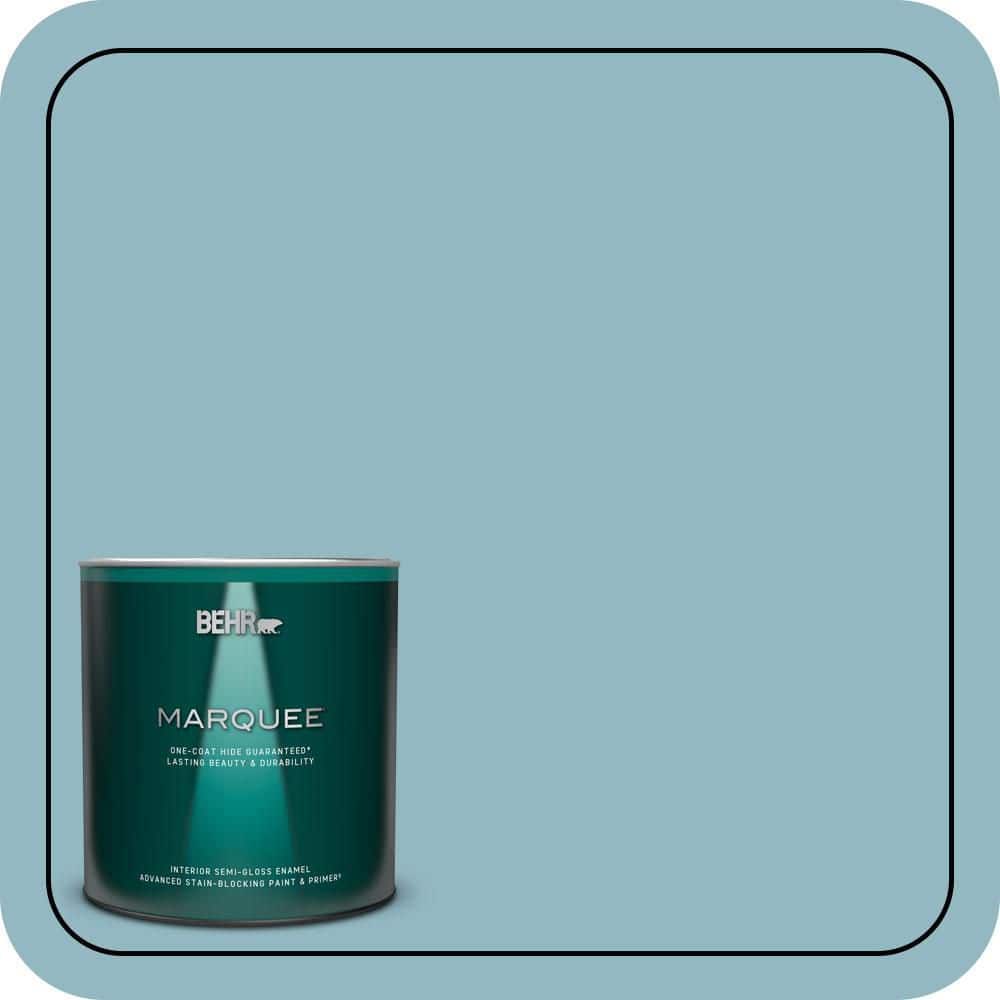 BEHR MARQUEE 1 qt. #PPU13-09 Tahoe Blue One-Coat Hide Semi-Gloss Enamel Interior Paint & Primer