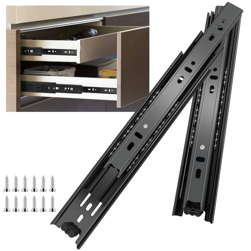LAIFUCAM Full Extension 12 in. Black Steel Side Mount Undermount Soft-Close Heavy Duty Ball Bearing Drawer Slides 4 Pairs (2)
