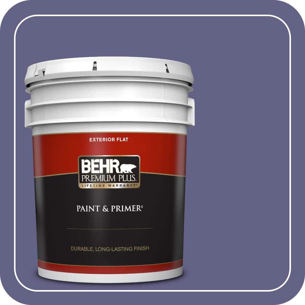 BEHR PREMIUM PLUS 5 gal. #640D-7 Pharaoh Purple Flat Exterior Paint & Primer