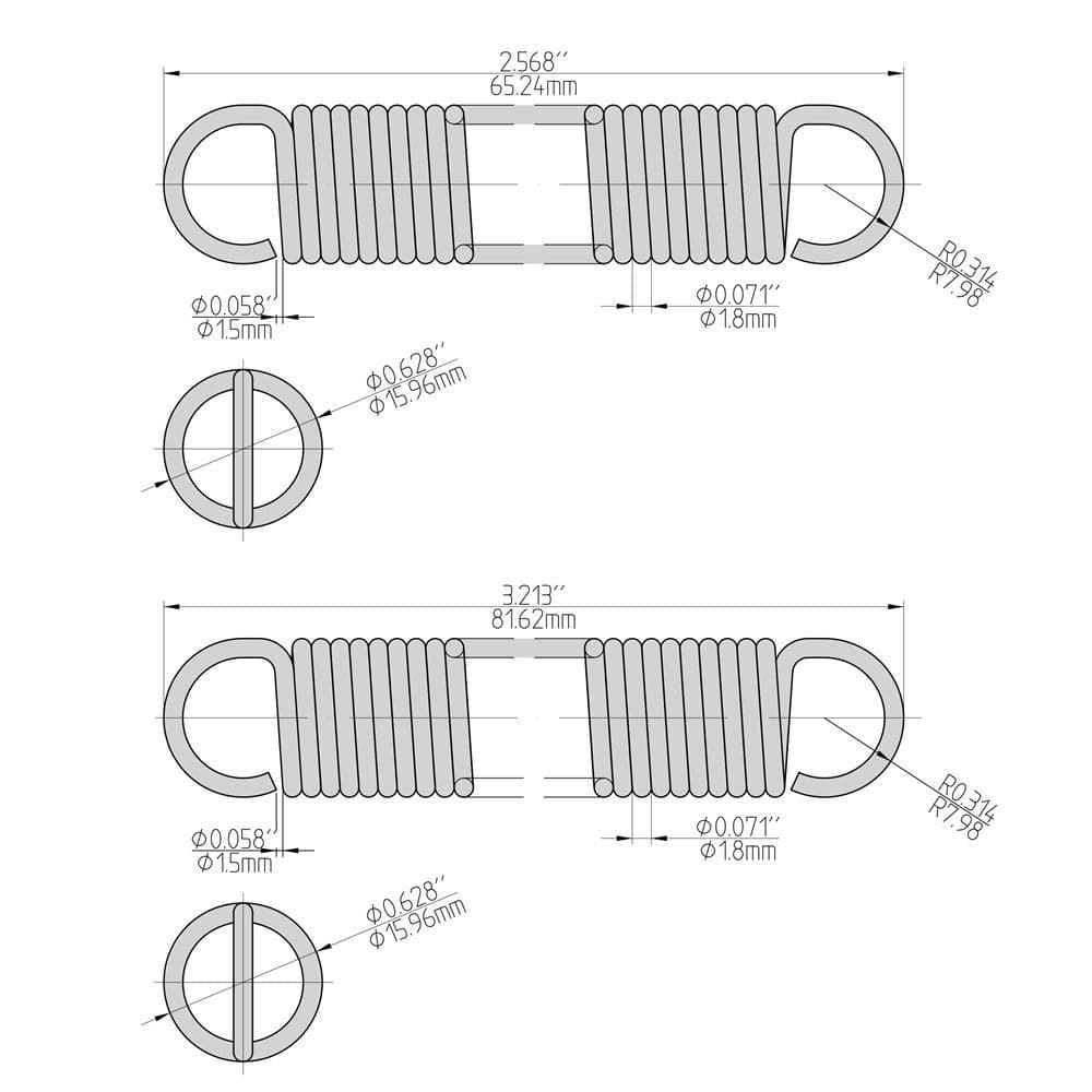 Everbilt (4-Pack) 5/8 in. x 2-1/2 in. and 5/8 in. x 3-1/4 in. Zinc-Plated Extension Spring (3)
